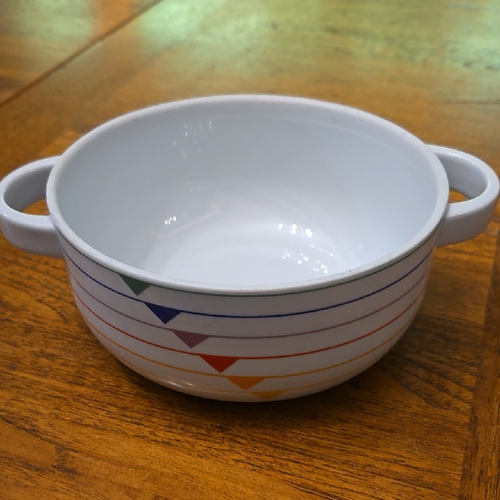 Colorful Striped Bowl with Handles
